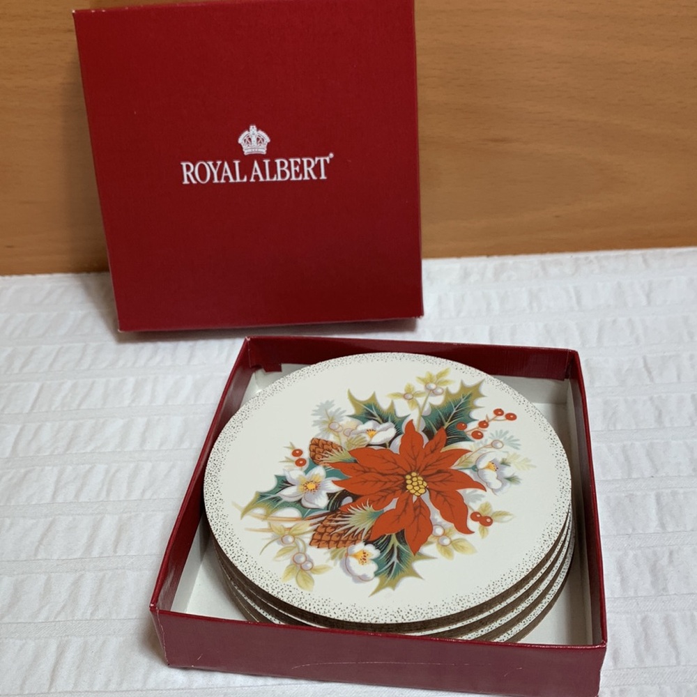 Royal Albert Poinsettia Coaster Set of 4 by Royal Doulton